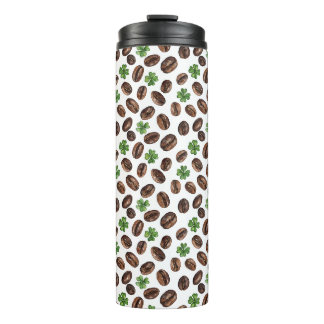 Garrafa Térmica Grãos de Café Irlandês e Trevos Design Divertido