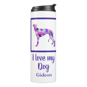 Garrafa Térmica Greyhound Lurcher Cute Dog Silhoule Purple PY&B