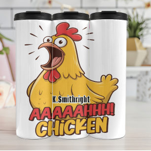 Garrafa Térmica Gritando Arte Gráfica Engraçada com Frango