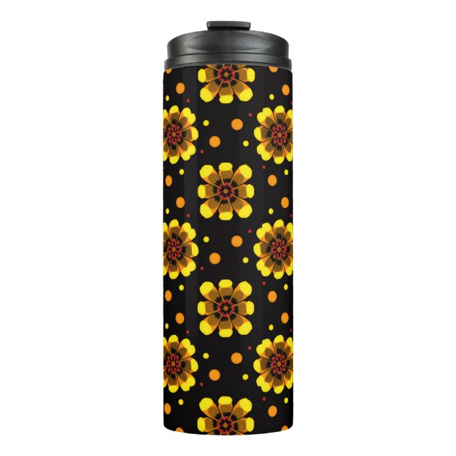 Garrafa Térmica Groovy 70s Daisy Flower Power Pattern (Frente)