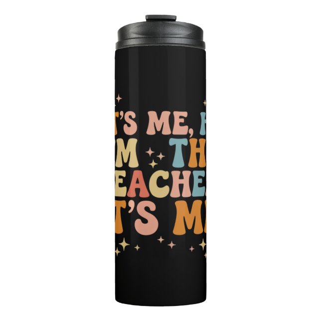 Garrafa Térmica Groovy é eu Olá Sou o Professor É a minha escola (Frente)