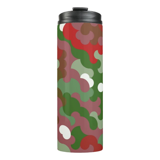 Garrafa Térmica Groovy Funky Retro Boho Vermelho e Verde Natal (Frente)