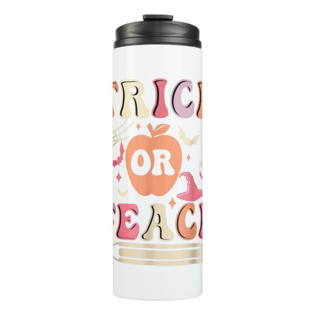 Garrafa Térmica Groovy Trick Or Teach Ghost Teacher Halloween Cost (Frente)