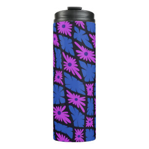 Garrafa Térmica Groovy Wavy Trippy 60s Flor Verifica Azul Cor-de-r