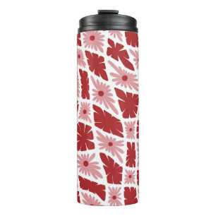 Garrafa Térmica Groovy Wavy Trippy 60s Flor verifica o vermelho ro