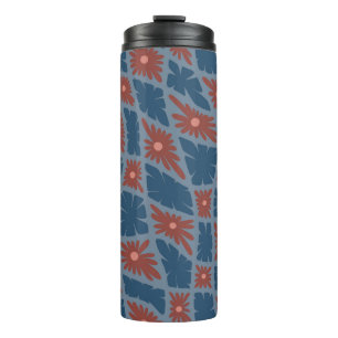 Garrafa Térmica Groovy Wavy Trippy 60s Flor Verifica Vermelho Azul