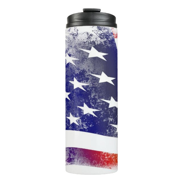 Garrafa Térmica Grunge American Flag Thermal Tumbler (Frente)