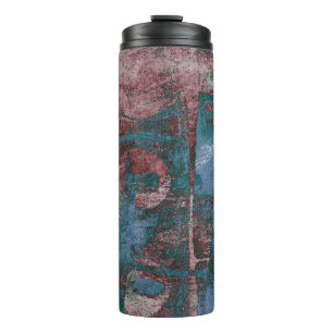Garrafa Térmica Grunge de Grafite pintado Ruim Vermelho Azul Tau