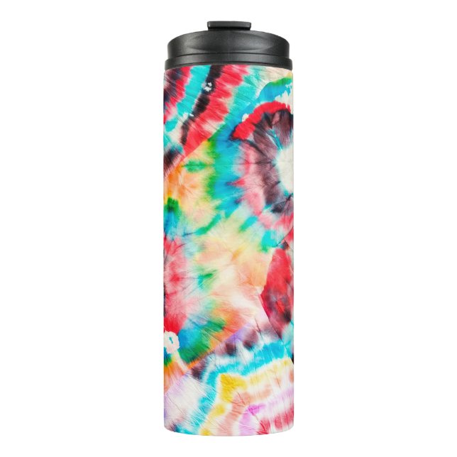 Garrafa Térmica Grunge Duro Vermelho. Shibori Pattern. Ouro Brush  (Frente)