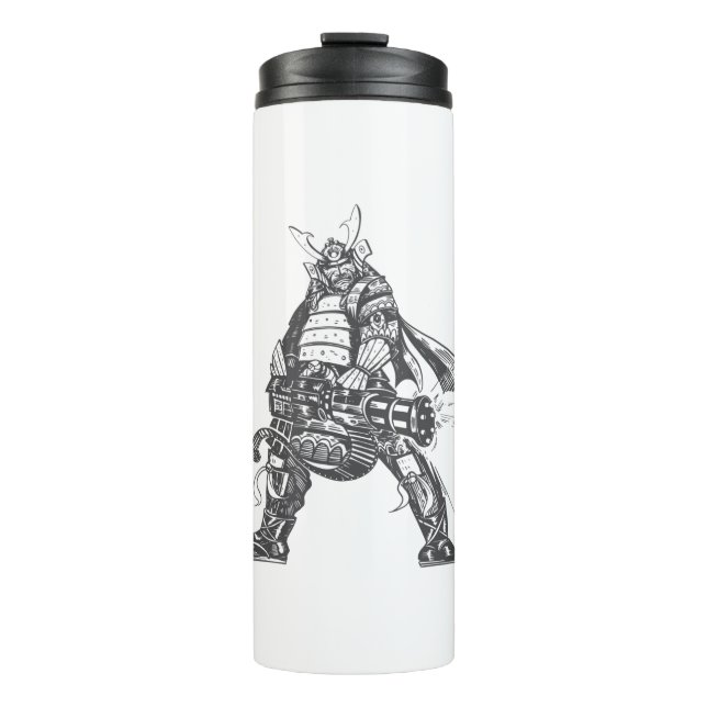 Garrafa Térmica Guerreiro Samurai Com Arma De Fogo Rápido (Frente)