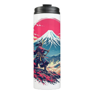 Garrafa Térmica Guerreiro Samurai no Monte Fuji Arte Japonesa
