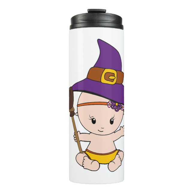 Garrafa Térmica Halloween Bebê Bruxa Engraçada Presente Grávida Mu (Frente)
