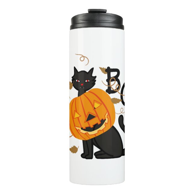 Garrafa Térmica Halloween Black cat Boo (Frente)