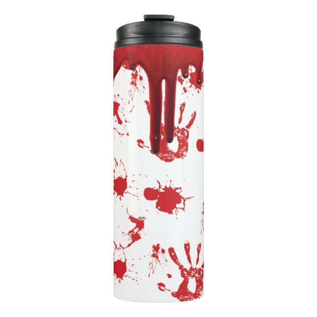 Garrafa Térmica Halloween Blood Drop Assustador Bloody Handprint (Frente)