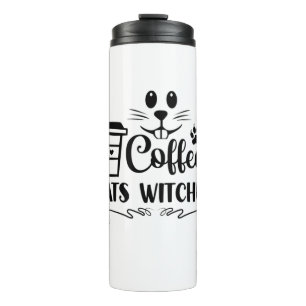 Garrafa Térmica Halloween Coffee Cats Witches Birthday