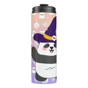 Garrafa Térmica Halloween Cute Baby Panda Witic Wand