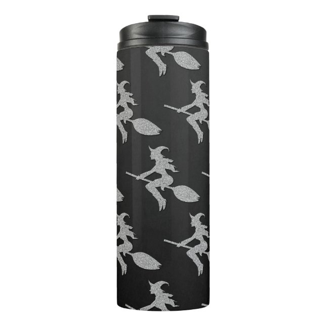 Garrafa Térmica Halloween da Bruxa Voadora Silver (Frente)