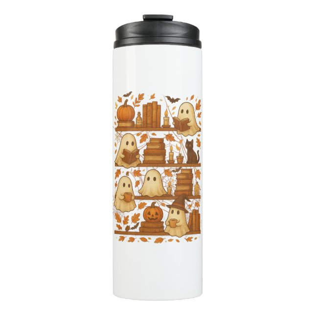 Garrafa Térmica Halloween Ghost Leading Books Lover (Frente)