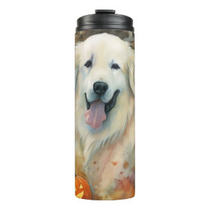 Garrafa Térmica Halloween Great Pyrenees Com Abóboras Assustador