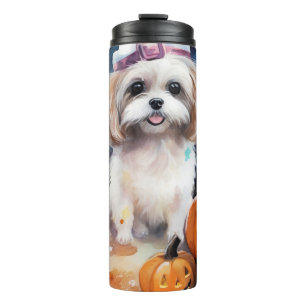 Garrafa Térmica Halloween Malti Tzu Com Pumpkins Assustado
