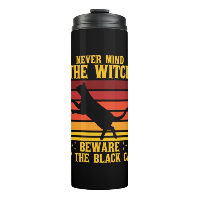 Garrafa Térmica Halloween Nevermind the Witch Beware Of The Cat (Frente)