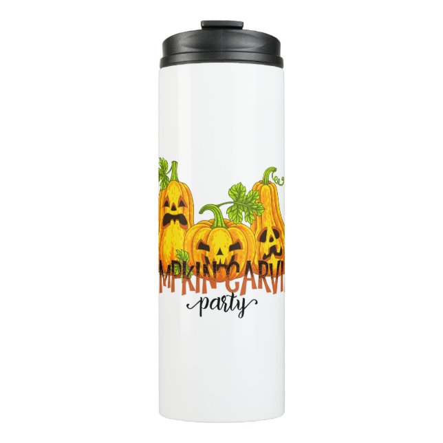 Garrafa Térmica Halloween Pumpkin carving Party Fall Funny (Frente)
