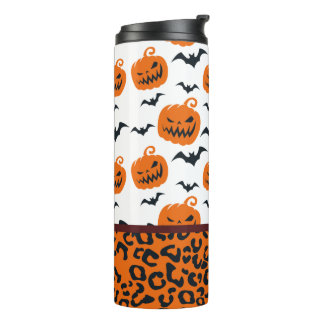 Garrafa Térmica Halloween Pumpkin Leopard Tumbler