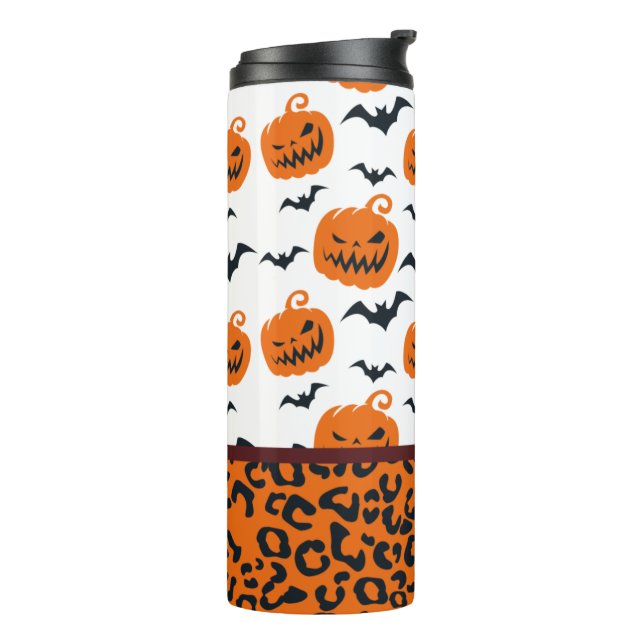 Garrafa Térmica Halloween Pumpkin Leopard Tumbler (Giro à esquerda)