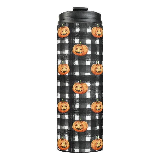 Garrafa Térmica Halloween Pumpkins: Cheque o Charme. (Frente)