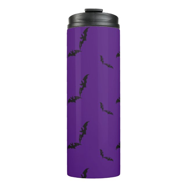 Garrafa Térmica Halloween roxo/morcego Tumbler térmico (Frente)