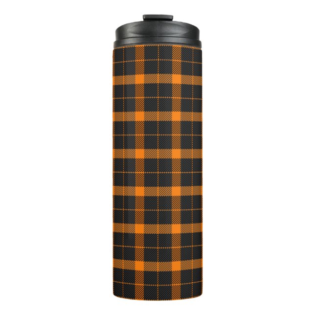 Garrafa Térmica Halloween Tartan plaid. Scottish pattern in orange (Frente)