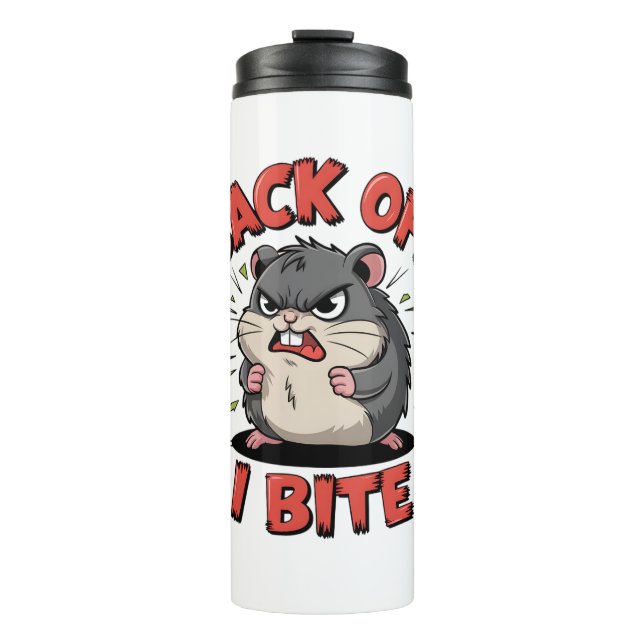Garrafa Térmica Hamster Grumpy "Afaste-Se, Eu Mordo" Sarcástico En (Frente)