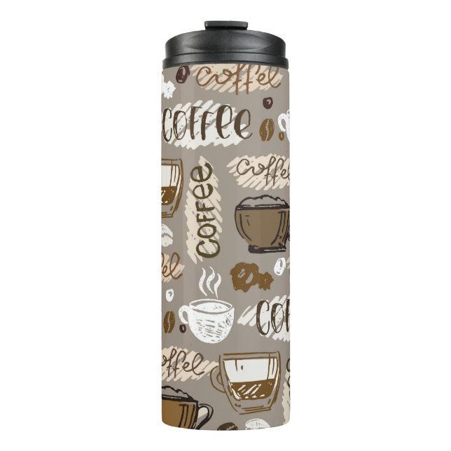 Garrafa Térmica Hand drawn doodle coffee pattern background (Frente)
