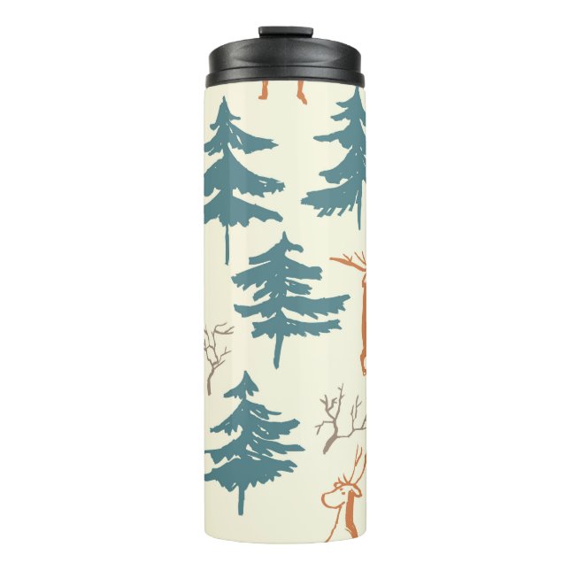 Garrafa Térmica Hand drawn winter seamless pattern with deer and p (Frente)
