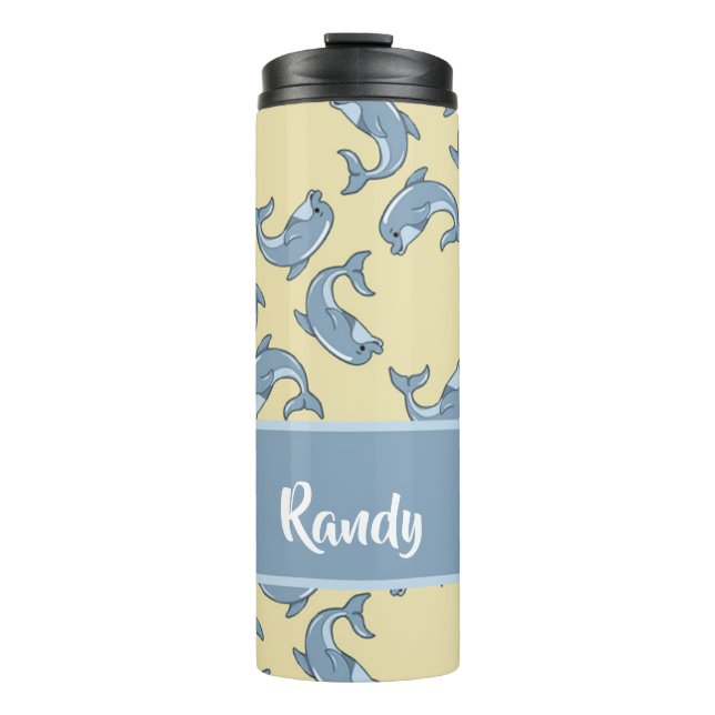 Garrafa Térmica Happy blue dolpins pattern (Frente)