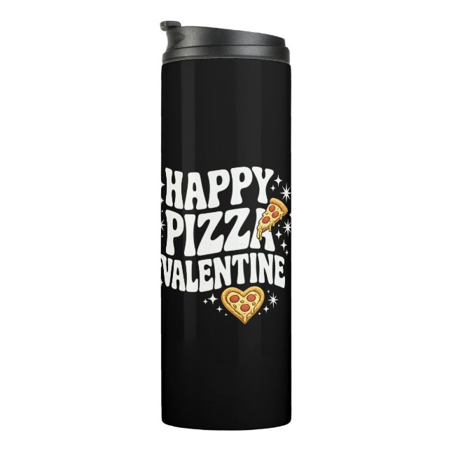 Garrafa Térmica Happy Pizza Valentine Funny Pizza Love Design (Rotação à direita)