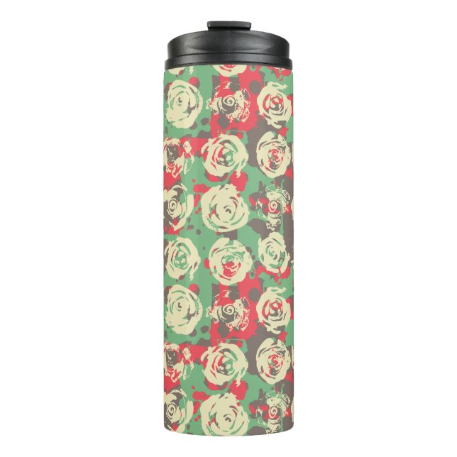 Garrafa Térmica Harmonia de Tinta e Rosas - Padrão sem costura (Frente)