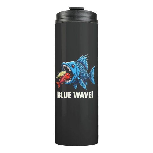 Garrafa Térmica Harris Walz Eleito Blue Waves Democrat Fish (Frente)