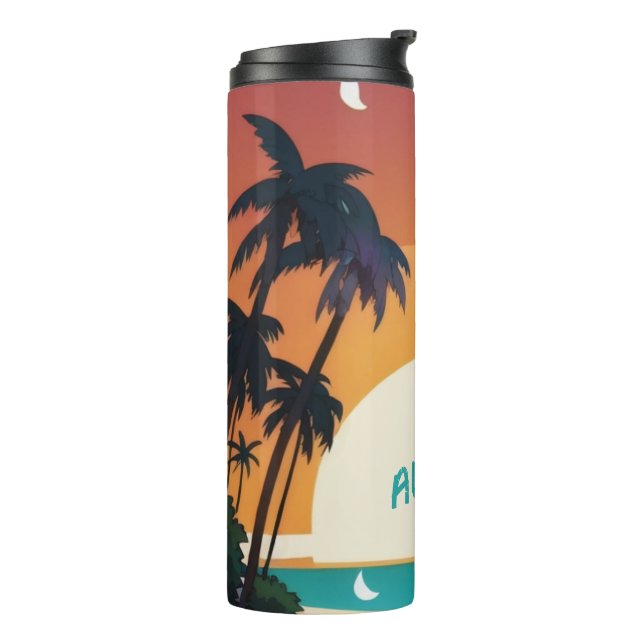 Garrafa Térmica Havaiano/Aloha/Tropical/praia (Giro à esquerda)