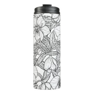 Garrafa Térmica Hellebores a preto e branco