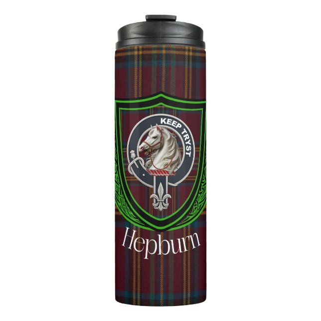 Garrafa Térmica Hepburn Scottish Clan Tartan & Crest (Frente)