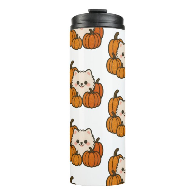 Garrafa Térmica Herfst Drinkfles met Pomeranian en Pompoen (Frente)