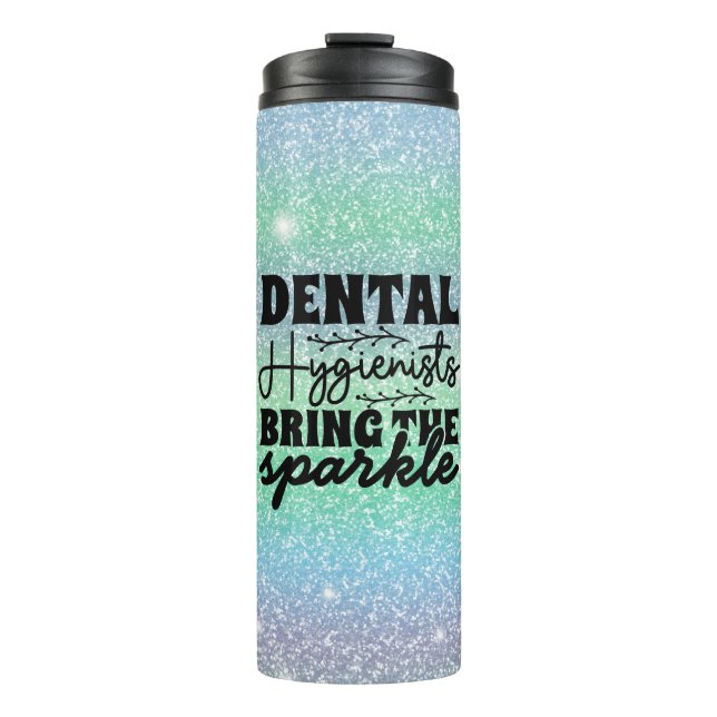 Garrafa Térmica Higienista dentária Sparkle Rainbow Glitter Verde (Frente)