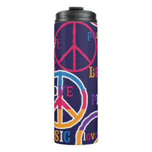 Garrafa Térmica Hippie Peace: Design de símbolos vibrantes.
