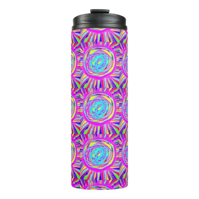 Garrafa Térmica Hippie Retro relaxa arte abstrata (Frente)