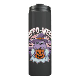 Garrafa Térmica Hippo-entre Spooky Halloween Moo Deng Hippo Ghost
