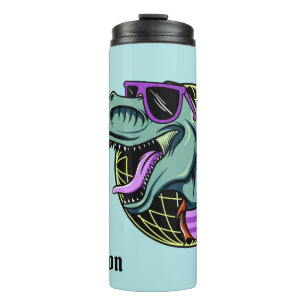 Garrafa Térmica Hipster T-Rex nome personalizado e tumbler de core