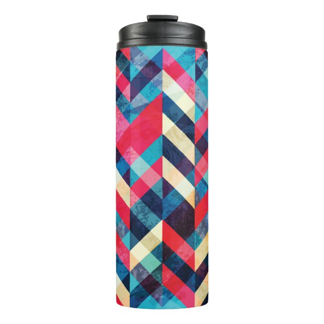 Garrafa Térmica hipster zigzag padrão uniforme com efeito de grada (Frente)