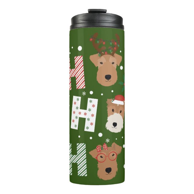 Garrafa Térmica Ho Ho Welsh Terrier Feliz Natal (Frente)