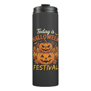 Garrafa Térmica Hoje É Festival De Halloween Abóboras Empilhadas A
